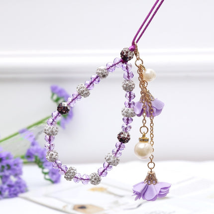 Pulsera de flores de yeso y arcilla de cerámica para niñas con cordón para teléfono móvil de cristal, azul, rojo grande, morado, negro, blanco y rosa