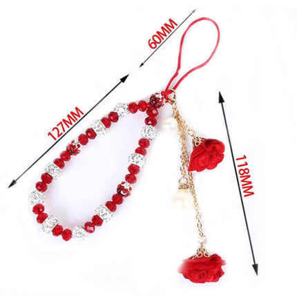 Pulsera de flores de yeso y arcilla de cerámica para niñas con cordón para teléfono móvil de cristal, azul, rojo grande, morado, negro, blanco y rosa