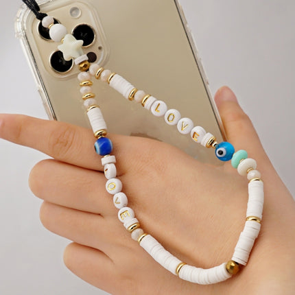 Geometric Letter Soft Pottery Mobile Phone Lanyard Anti-lost Phone Chain, RT-K210065A, RT-K210065B, RT-K210065C, RT-K210065D