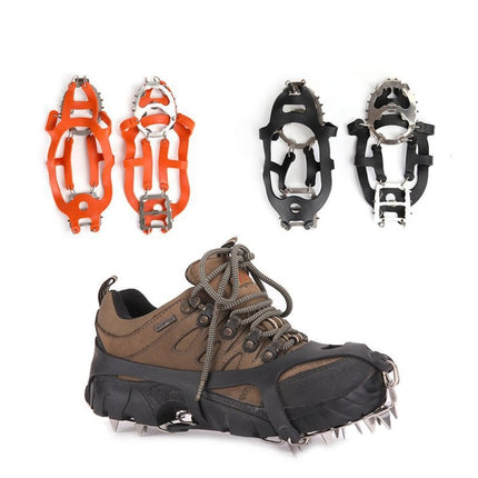 1 Pair  18 Large Spikes Crampons Outdoor Winter Walk Ice Fishing Snow Shoe Spikes,Size:, L Black, L Orange