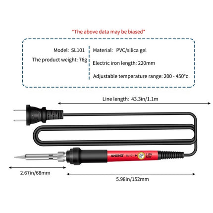 Household Constant Temperature Soldering Iron Set 60W Internal Heat Welding Tool Kit, ANENG SL101 24pcs/set Rotary Thermostat, 24pcs/set US Plug, 24pcs/set EU Plug, 25pcs/set US Plug, 25pcs/set EU Plug