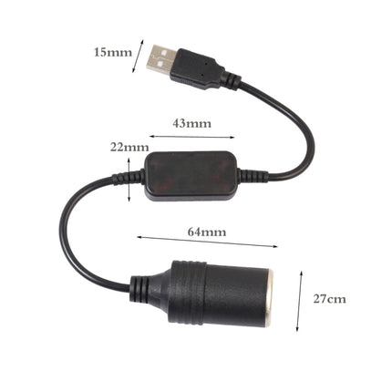 2 PCS Car USB to Cigarette Lighter Socket 5V to 12V Boost Power Adapter Cable, 35cm, 60cm, 120cm