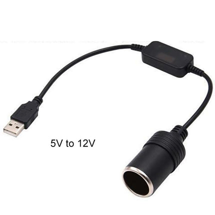 2 PCS Car USB to Cigarette Lighter Socket 5V to 12V Boost Power Adapter Cable, 35cm, 60cm, 120cm