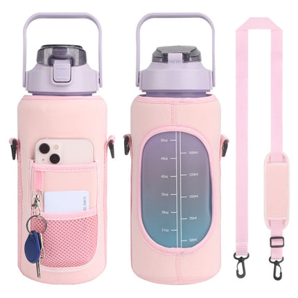 2L Diving Material Water Bottle Cover Case with Strap, Black Metal Buckle, Black, Pink Glue Buckle, Green Glue Buckle, Pink Metal Buckle, Blue Glue Buckle, Green Metal Buckle, Blue Metal Buckle