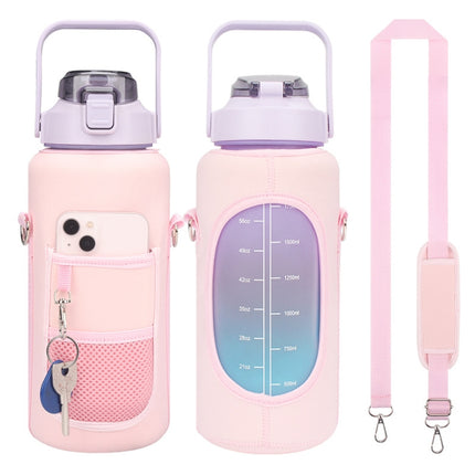 2L Diving Material Water Bottle Cover Case with Strap, Black Metal Buckle, Black, Pink Glue Buckle, Green Glue Buckle, Pink Metal Buckle, Blue Glue Buckle, Green Metal Buckle, Blue Metal Buckle
