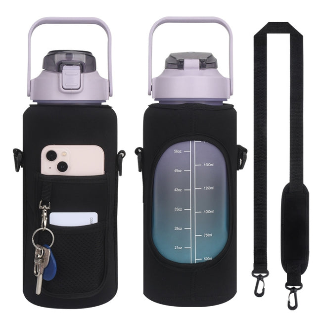 2L Diving Material Water Bottle Cover Case with Strap, Black Metal Buckle, Black, Pink Glue Buckle, Green Glue Buckle, Pink Metal Buckle, Blue Glue Buckle, Green Metal Buckle, Blue Metal Buckle
