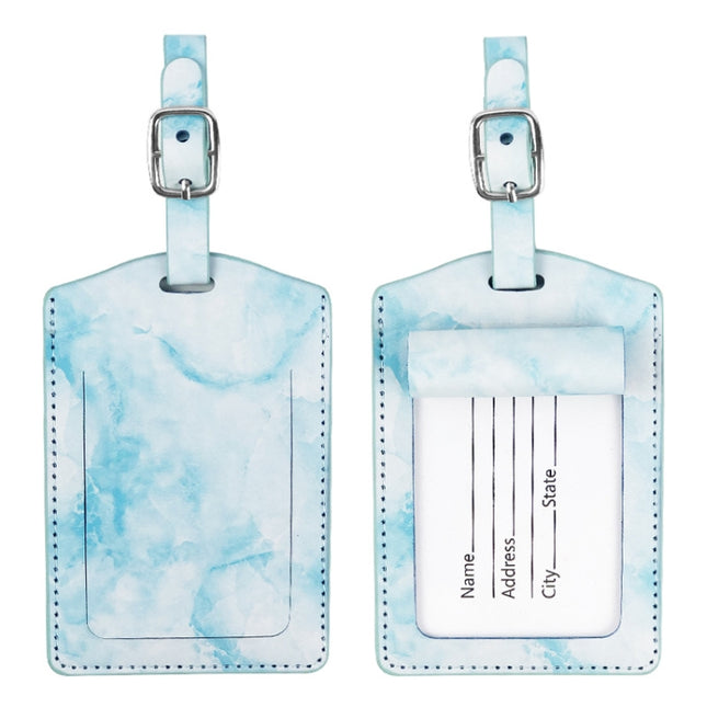 Marbled PU Leather Luggage Tag Oil Edge Sewing With Metal Hardware Buckle