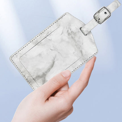Marbled PU Leather Luggage Tag Oil Edge Sewing With Metal Hardware Buckle