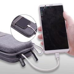 Mobile Phone Power Bank Data Cable EVA Storage Bag, Gray, Black