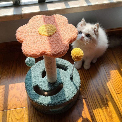 Cat Climbing Rack Small Turntable Cat Scratching Board Toy, Turntable Yellow, Turntable Pink