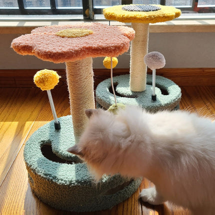 Cat Climbing Rack Small Turntable Cat Scratching Board Toy, Turntable Yellow, Turntable Pink