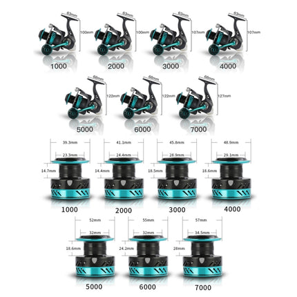 Metal Spinning Wheel CNC Rocker Throwing Rod Fish Wheel, Style:, DK1000 (EVA Grip), DK2000 (EVA Grip), DK3000 (EVA Grip), DK4000 (EVA Grip), DK5000 (EVA Grip), DK6000 (EVA Grip), DK7000 (EVA Grip), DK II1000 (Metal Ball Grip), DK II 2000 (Metal Ball Gr...
