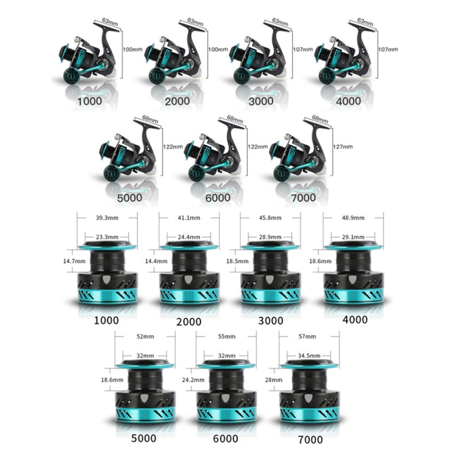 Metal Spinning Wheel CNC Rocker Throwing Rod Fish Wheel, Style:, DK1000 (EVA Grip), DK2000 (EVA Grip), DK3000 (EVA Grip), DK4000 (EVA Grip), DK5000 (EVA Grip), DK6000 (EVA Grip), DK7000 (EVA Grip), DK II1000 (Metal Ball Grip), DK II 2000 (Metal Ball Gr...