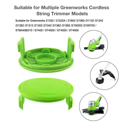 2PCS GK04 Cordless Weeder Lawn Mower Spool Cover For Greenworks, Green, Black