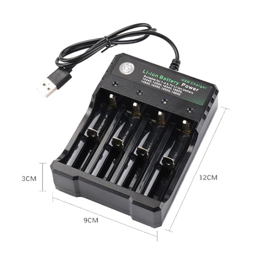 18650 4.2V Lithium Battery USB Independent 4 Slot Charger, 4 Slot USB(Black)