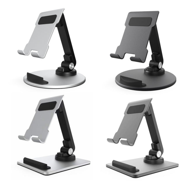 Portable Mobile Phone Tablet Desktop Stand, Square Swivel Dark Gray
