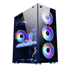 Computer CPU RGB luminous Radiator, 1 Fan+Remote Control, 2 Fans+Remote Control, 3 Fans+Remote Control, 4 Fans+Remote Control, 5 Fans+Remote Control, 6 Fans+Remote Control, 7 Fans+Remote Control, 8 Fans+Remote Control