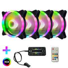 Computer CPU RGB luminous Radiator, 1 Fan+Remote Control, 2 Fans+Remote Control, 3 Fans+Remote Control, 4 Fans+Remote Control, 5 Fans+Remote Control, 6 Fans+Remote Control, 7 Fans+Remote Control, 8 Fans+Remote Control