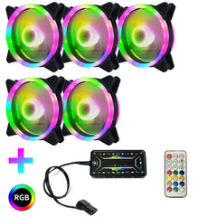 Computer CPU RGB luminous Radiator, 1 Fan+Remote Control, 2 Fans+Remote Control, 3 Fans+Remote Control, 4 Fans+Remote Control, 5 Fans+Remote Control, 6 Fans+Remote Control, 7 Fans+Remote Control, 8 Fans+Remote Control
