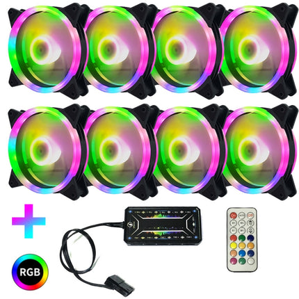 Computer CPU RGB luminous Radiator, 1 Fan+Remote Control, 2 Fans+Remote Control, 3 Fans+Remote Control, 4 Fans+Remote Control, 5 Fans+Remote Control, 6 Fans+Remote Control, 7 Fans+Remote Control, 8 Fans+Remote Control