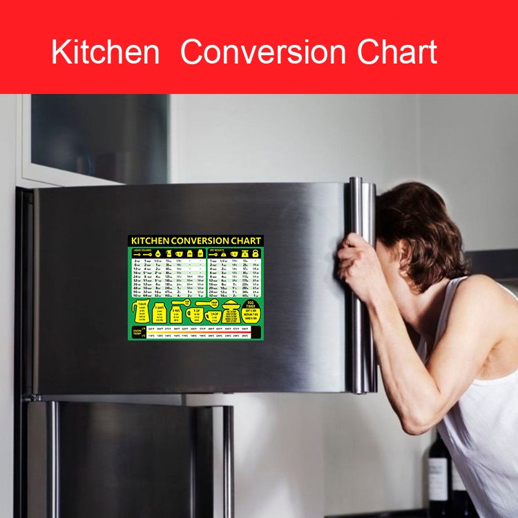 Kitchen Condiment Recipe Conversion Chart Magnetic Waterproof Sticker
