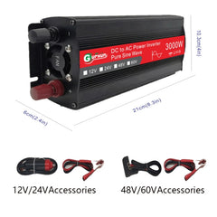 Gurxun Sine Wave Inverter 3000W 2/24/48/60V To 220V Car Boost Converter