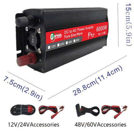 Gurxun 6000W High Power Sine Wave Inverter With Single Digital Display, 6000W 48V-220V, 6000W 60V-220V, 6000W 12V-220V, 6000W 24V-220V
