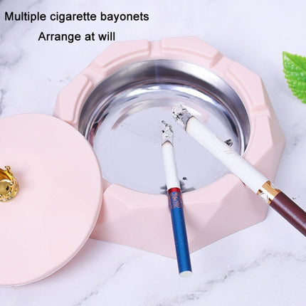 Stainless Steel Liner Ashtray With Cover Crown Home Decoration, Pink, Dark Green