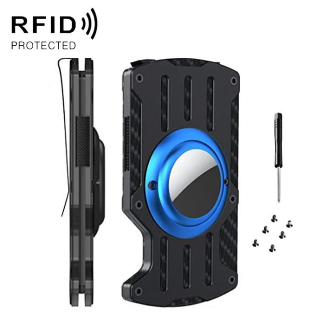 Men Ultra Slim Tracker Card Holder RFID Metal Card Holder for AirTag 2nd Gen / AirTag 1st Gen, Black, Blue, Red