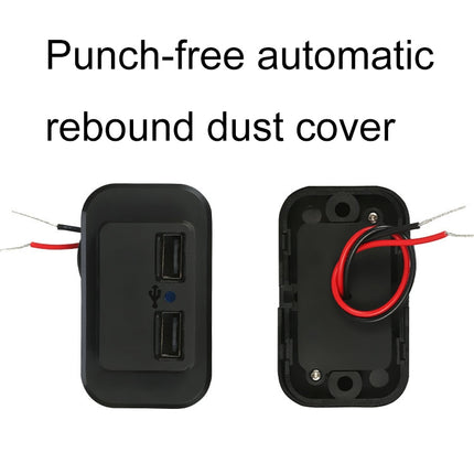 4.8A Punch-Free Automatic Spring Cover RV Bus Modified Dual USB Car Charger, 4.8A
