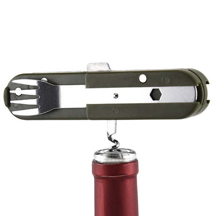 Outdoor Camping Tableware Stainless Steel Folding Knife Fork and Spoon Combination Tableware