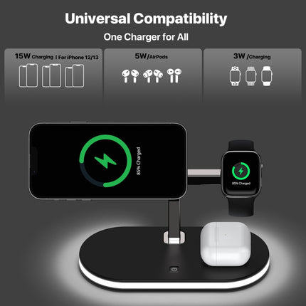 UD23 15W 3 In 1 Desktop Aluminum Alloy Wireless Charger, For Smartphone&iWatch&AirPods, UD23