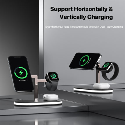 UD23 15W 3 In 1 Desktop Aluminum Alloy Wireless Charger, For Smartphone&iWatch&AirPods, UD23