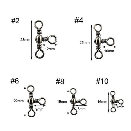115 PCS / Box Bottle-Shaped Three-Pronged Swivel Stainless Steel Fishing Character Ring, 115 PCS / Box