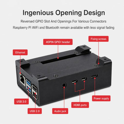 Waveshare 21177 DIN Rail Aluminum Case for Raspberry Pi 4 with Cooling Fan and Heatsinks, 21177