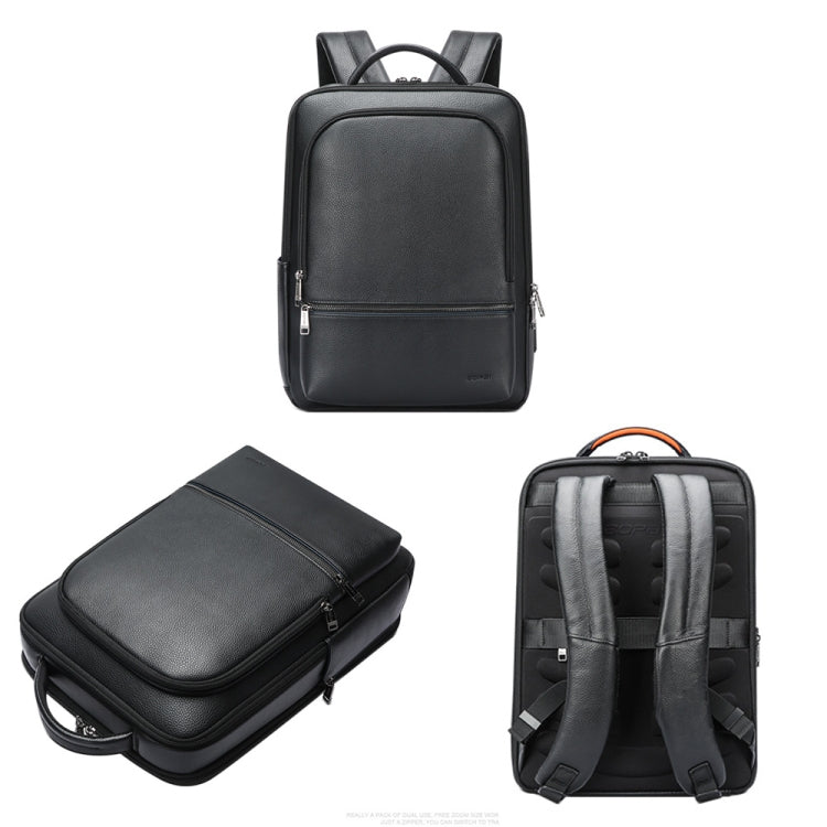 Bopai 61-70111 Cowhide Multi-compartment Waterproof Anti-theft Backpack with USB Charging Hole, 61-70111