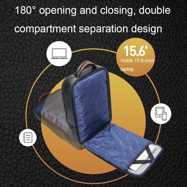 Bopai 61-70111 Cowhide Multi-compartment Waterproof Anti-theft Backpack with USB Charging Hole, 61-70111