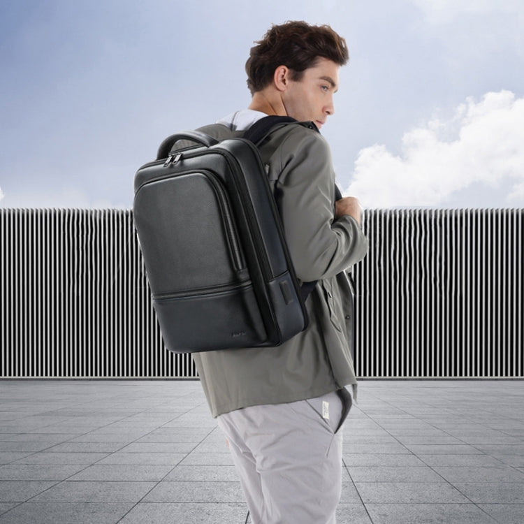 Bopai 61-70111 Cowhide Multi-compartment Waterproof Anti-theft Backpack with USB Charging Hole, 61-70111