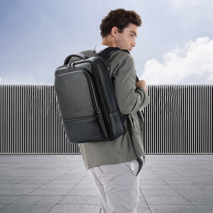 Bopai 61-70111 Cowhide Multi-compartment Waterproof Anti-theft Backpack with USB Charging Hole