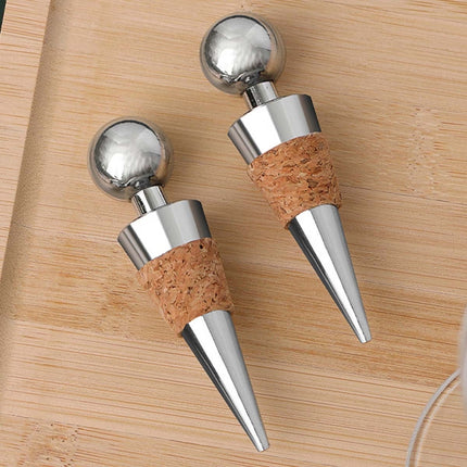 2 PCS Metal Cork Red Wine Stoppers Synthetic Wood Wine Corks, Metal Cork Wine Corks