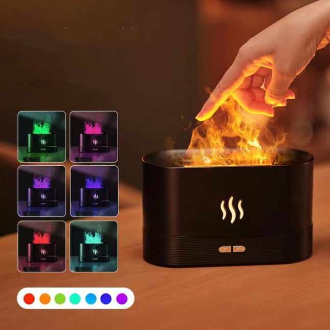 7 Color Flame Aromatherapy Machine Home Office Desk Air Humidifier, 7 Color(Black), 7 Color (White)