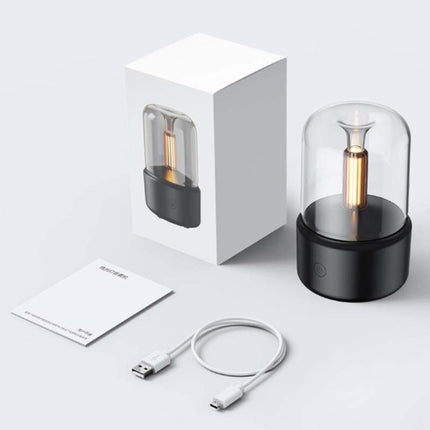 120ML Simulated Candlelight Aroma Diffuser USB Home Atmosphere Night Light Humidifier, DQ702 (Black), DQ702 (Beige)