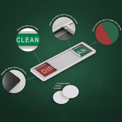 Imán para lavavajillas con señal de limpieza y suciedad, 2 lados, cubierta magnética para lavavajillas, negro y blanco