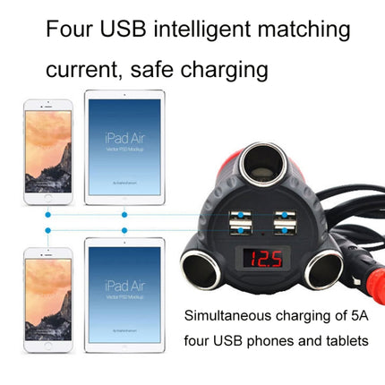 KingNeed C30 Four USB Car Charger 3 In 1 Car Cigarette Lighter, C30
