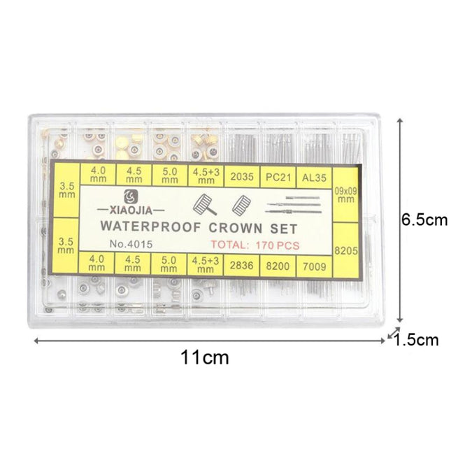170 PCS / Box C012 Watch Accessories Epoxy Watch Crown and Stem Repair Parts, 170 PCS / Box C012