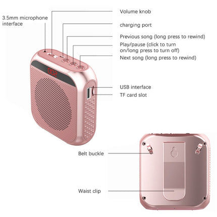 Minialtavoz portátil para enseñanza y guía turística S17 con pantalla de visualización, S17 (oro rosa), S17 (negro frío), S17 (blanco brillante)