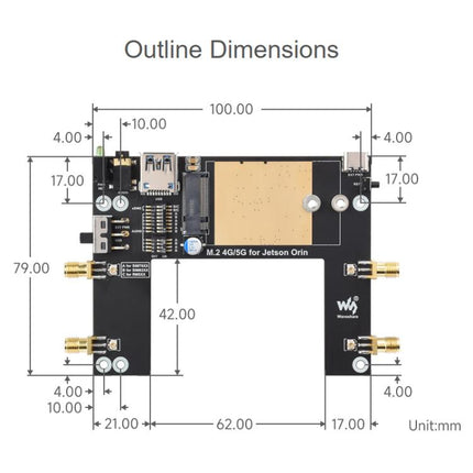 Waveshare SIM7600G-H-M.2 4G Module for Jetson Orin Supports 4G / 3G / 2G Communication And GNSS Positioning, Global Coverage, 32257