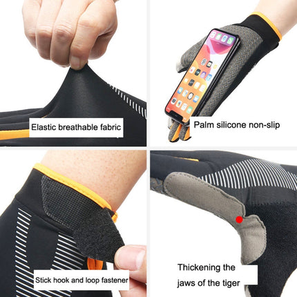 1 Pair QX0002 Sports Sunscreen Touch Screen Non-slip Wear Resistant Shock Absorbing Cycling Gloves, L