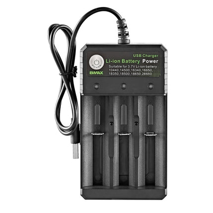 Cargador de batería de litio independiente BMAX 18650 con 3 ranuras USB de 3,7/4,2 V, 3 ranuras USB (negro)