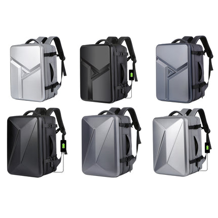 Large-capacity Waterproof Expandable Hard Shell Backpack with USB Charging Hole, 161 Light Grey, 161 Black, 161 Dark Gray, 162 Black, 162 Deep Gray, 162 Light Gray